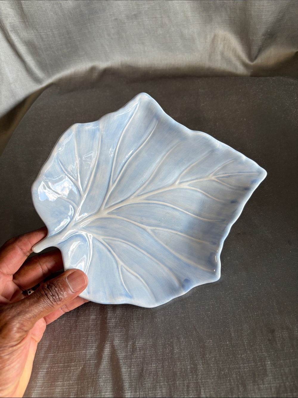Waverly Pale Blue Leaf-Shaped Ceramic Tray